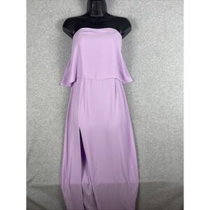 Amanda Uprichard Strapless High Slit Chiffon Maxi Evening Gown Womens M Lavender